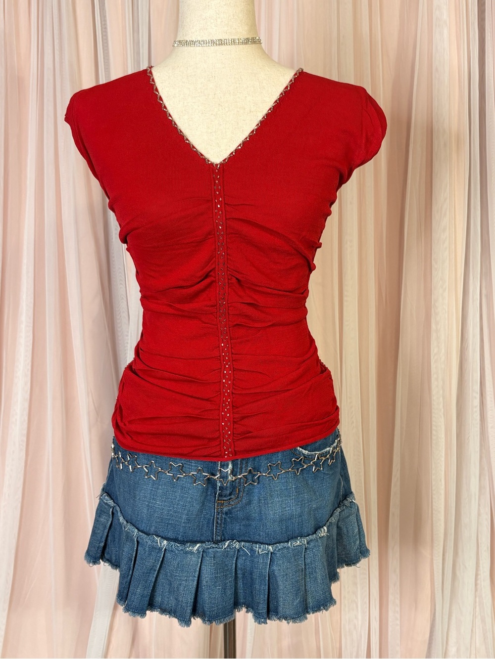 NWT Kenneth Miller ruched red Y2K top ❤️✨